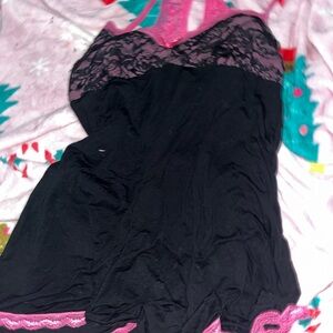 Jessica Simpson Black Chemise with Pink Lace Accents